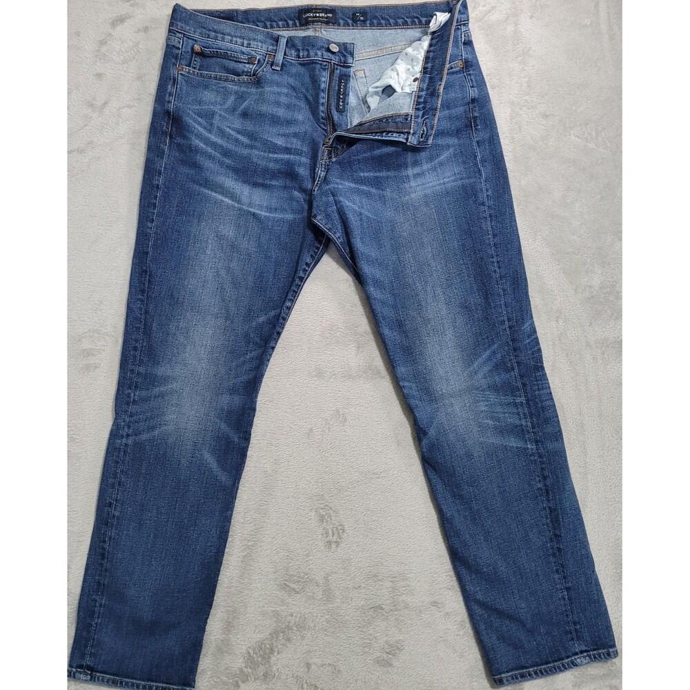 Lucky Brand Jeans Mens 38x32 Blue Med Wash Tapered Slim Stretch Denim Cotton